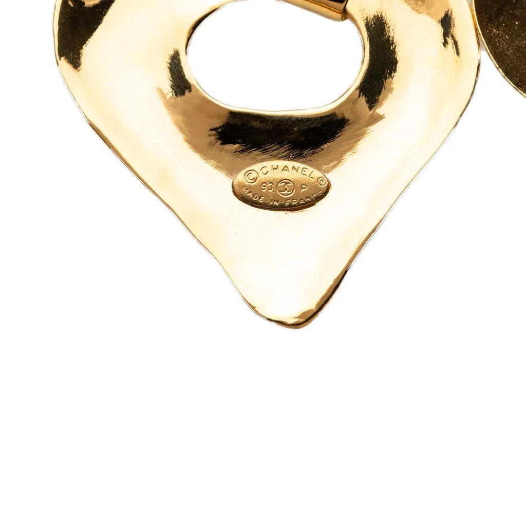Chanel CC Gold Plated Double Heart Pendant Necklace Gold Metal Very good - Inside View