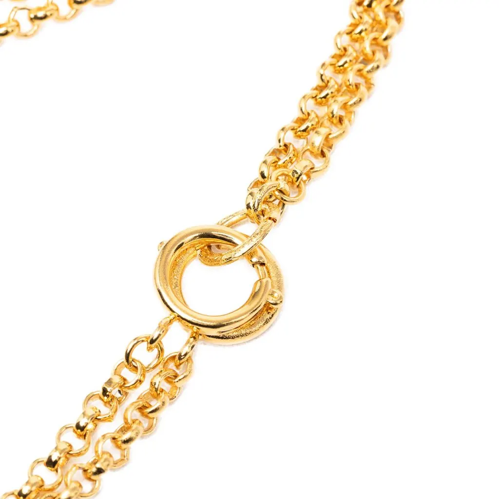 Chanel CC Gold Plated Double Heart Pendant Necklace Gold Metal Very good - Box View
