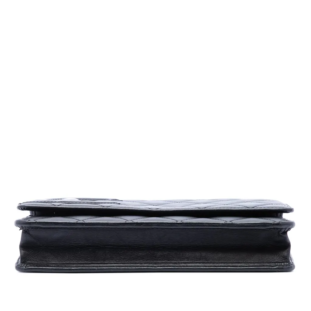 Chanel Quilted Lambskin Cambon Ligne Wallet On Chain Black Leather Good - Inside View