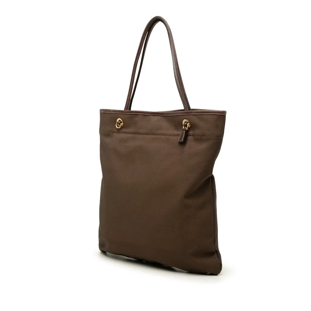 Prada Canvas Canapa Logo Tote Brown Good - Back View