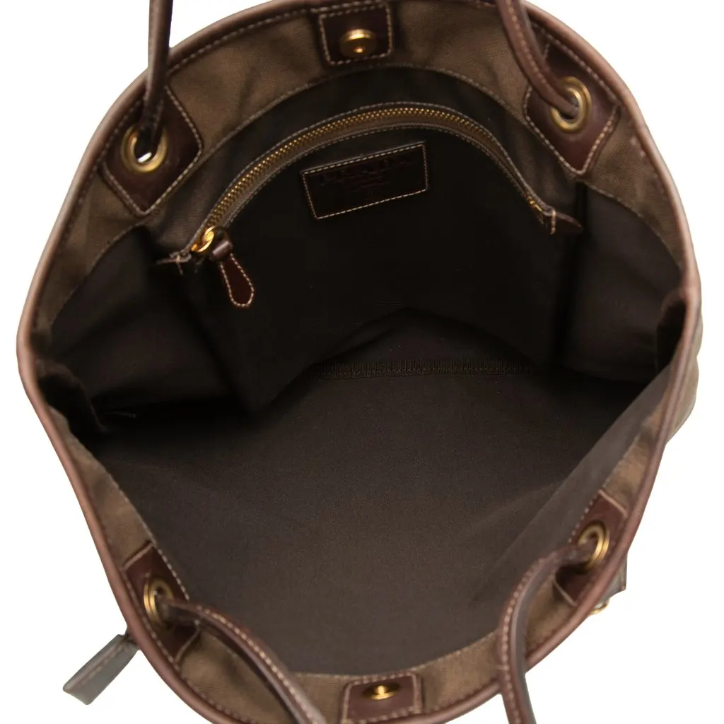 Prada Canvas Canapa Logo Tote Brown Good - Model View
