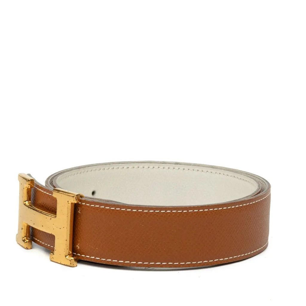 Hermès Courchevel Constance H Reversible Belt Brown Leather Good - Back View