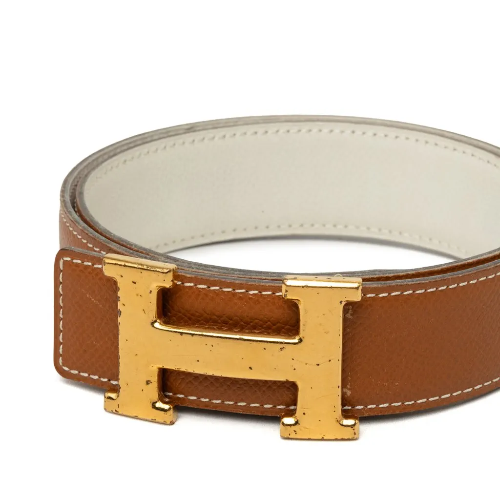 Hermès Courchevel Constance H Reversible Belt Brown Leather Good - Model View