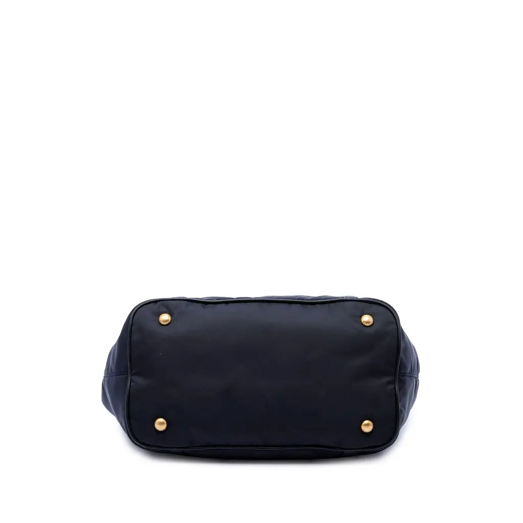 Prada Soft Calf Trimmed Tessuto Satchel Black Polyamide Good - Inside View