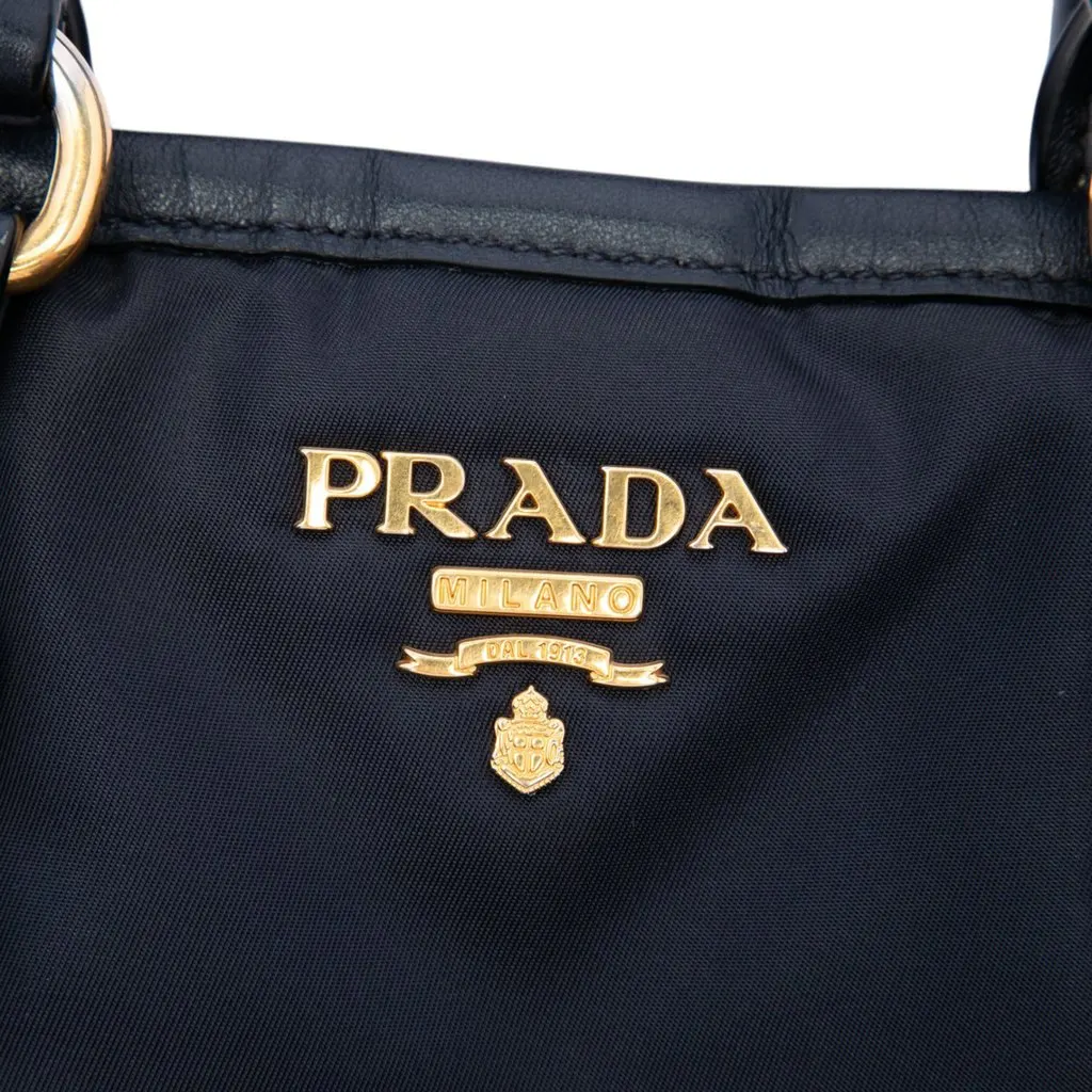 Prada Soft Calf Trimmed Tessuto Satchel Black Polyamide Good - Box View