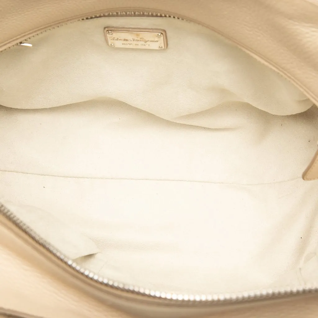 Salvatore Ferragamo Medium Leather Gancini Verve Tote Beige Leather Very good - Model View