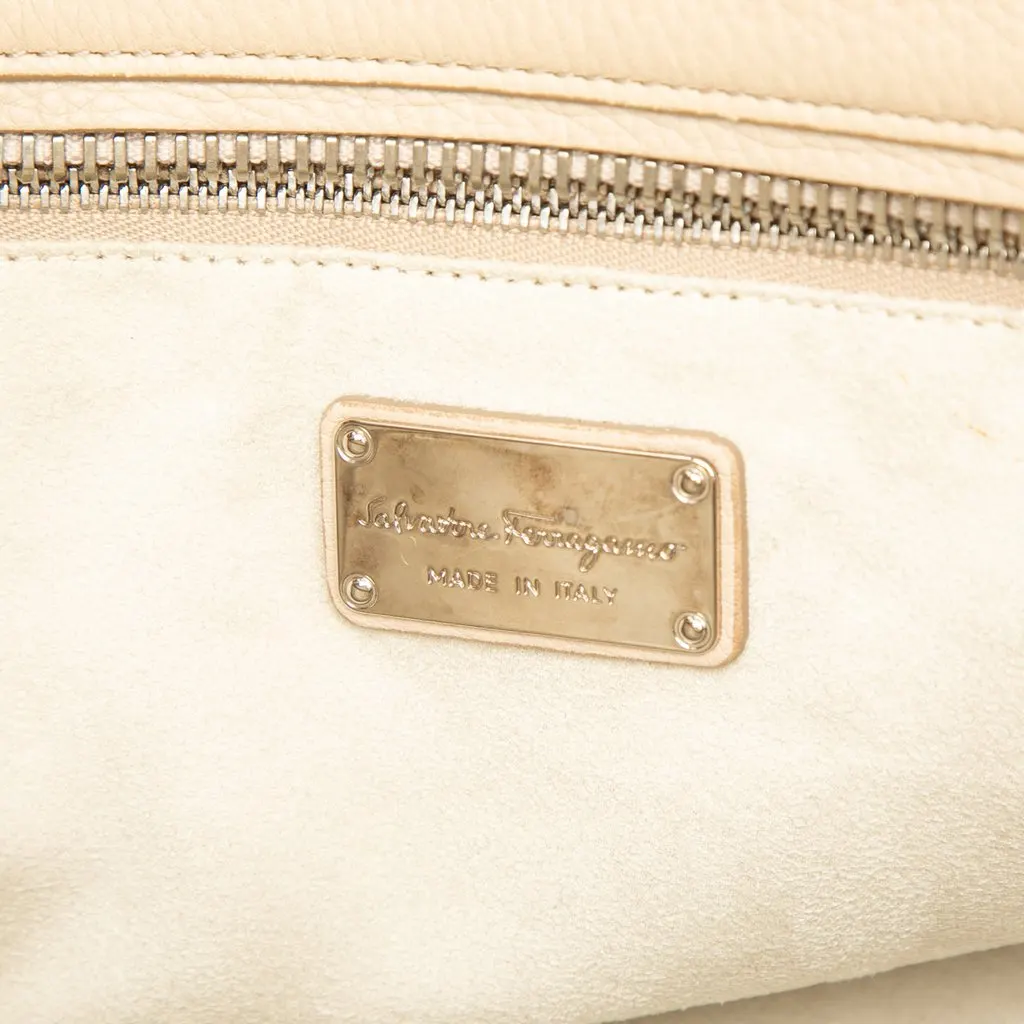 Salvatore Ferragamo Medium Leather Gancini Verve Tote Beige Leather Very good - Box View