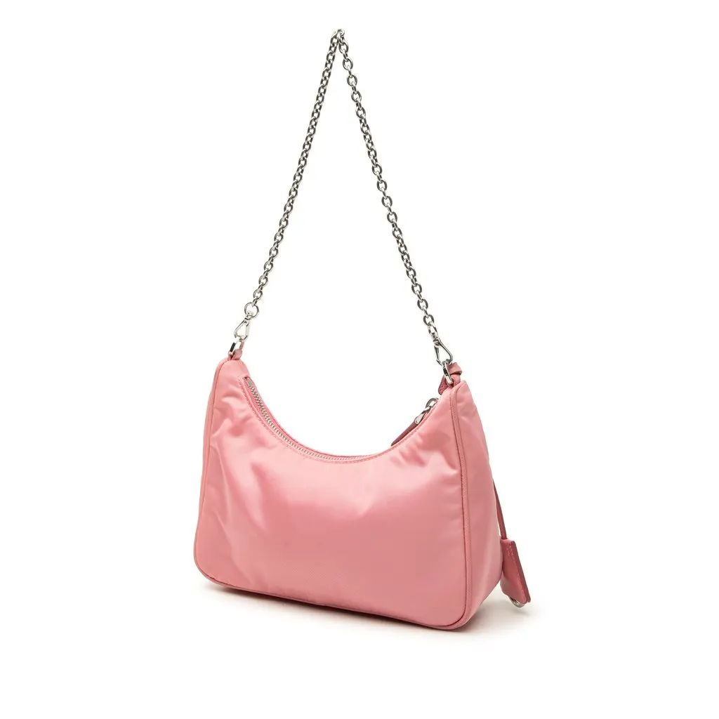 Prada Saffiano Trimmed Tessuto Re Edition 2005 Satchel Pink Very good - Back View
