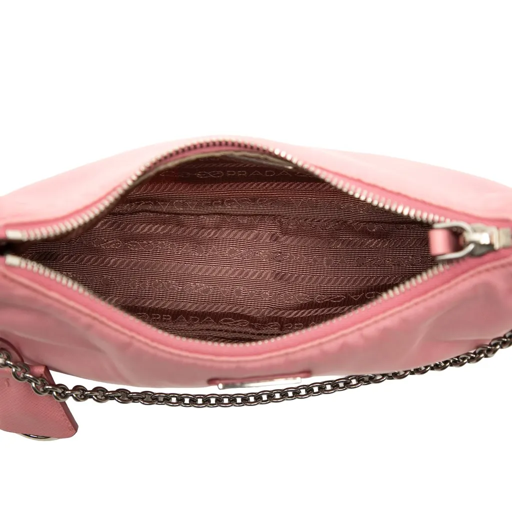 Prada Saffiano Trimmed Tessuto Re Edition 2005 Satchel Pink Very good - Model View