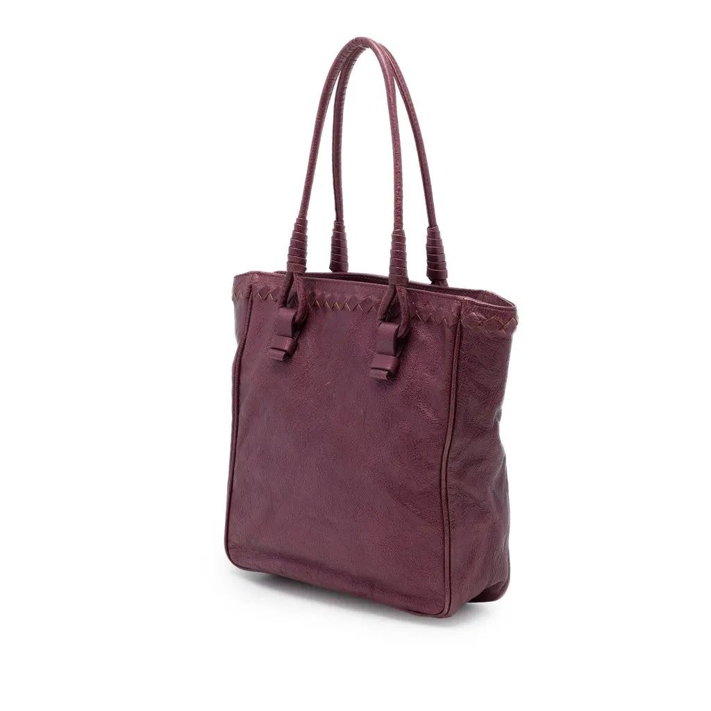 Bottega Veneta Intrecciato Trimmed Cervo Tote Red Leather Very good - Back View