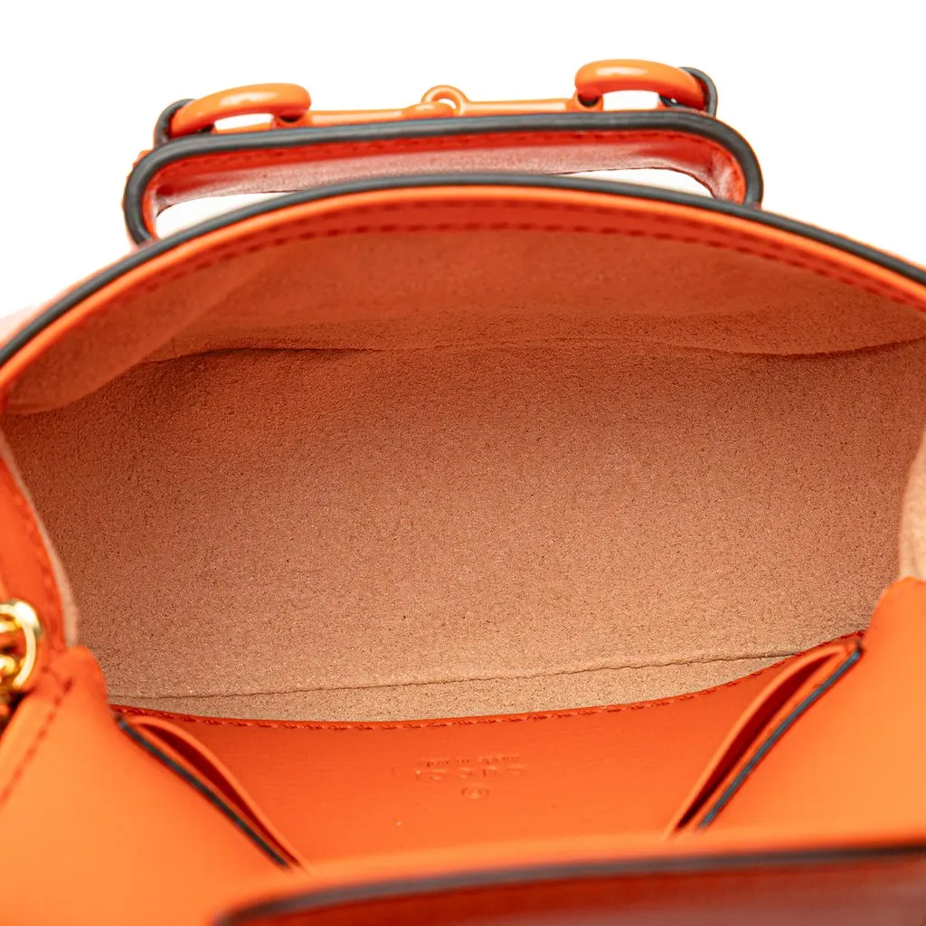 Gucci Mini Leather Horsebit 1955 Web Satchel Orange Leather Very good - Model View