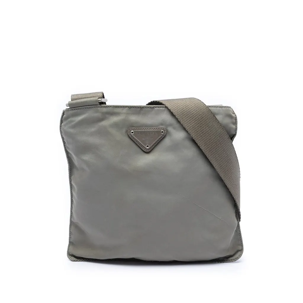 Prada Tessuto Zip Top Crossbody Grey Very good - Front View