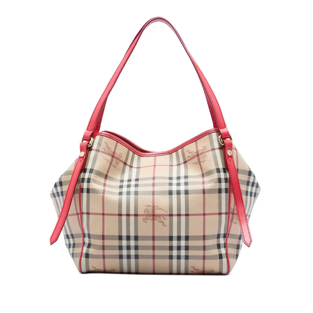 Burberry Small Haymarket Check Coated Canvas Canterbury Tote Beige Very good - Front View