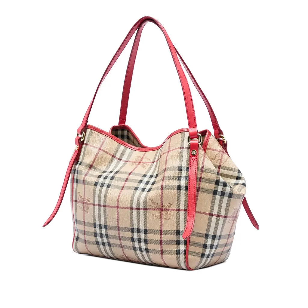 Burberry Small Haymarket Check Coated Canvas Canterbury Tote Beige Very good - Back View