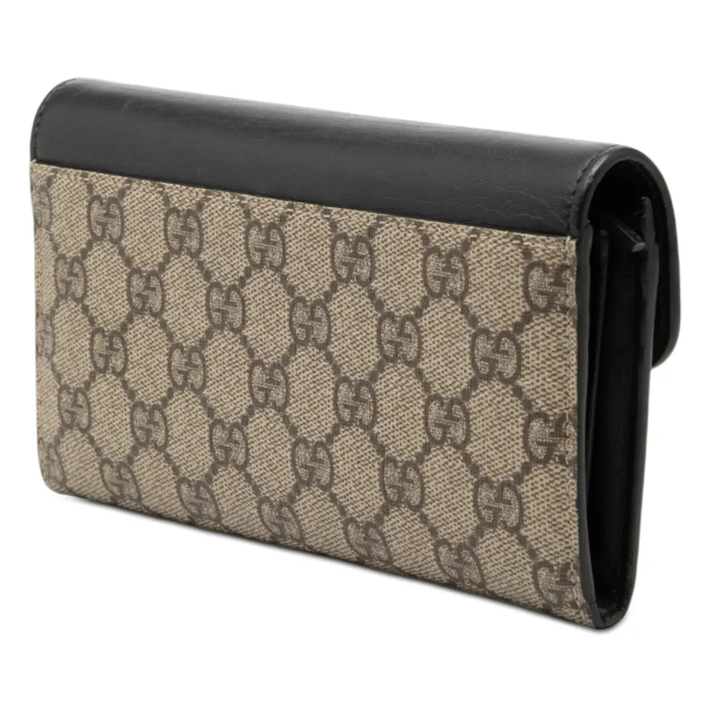 Gucci GG Supreme Pearl Studded Peony Long Wallet Beige Very good - Back View