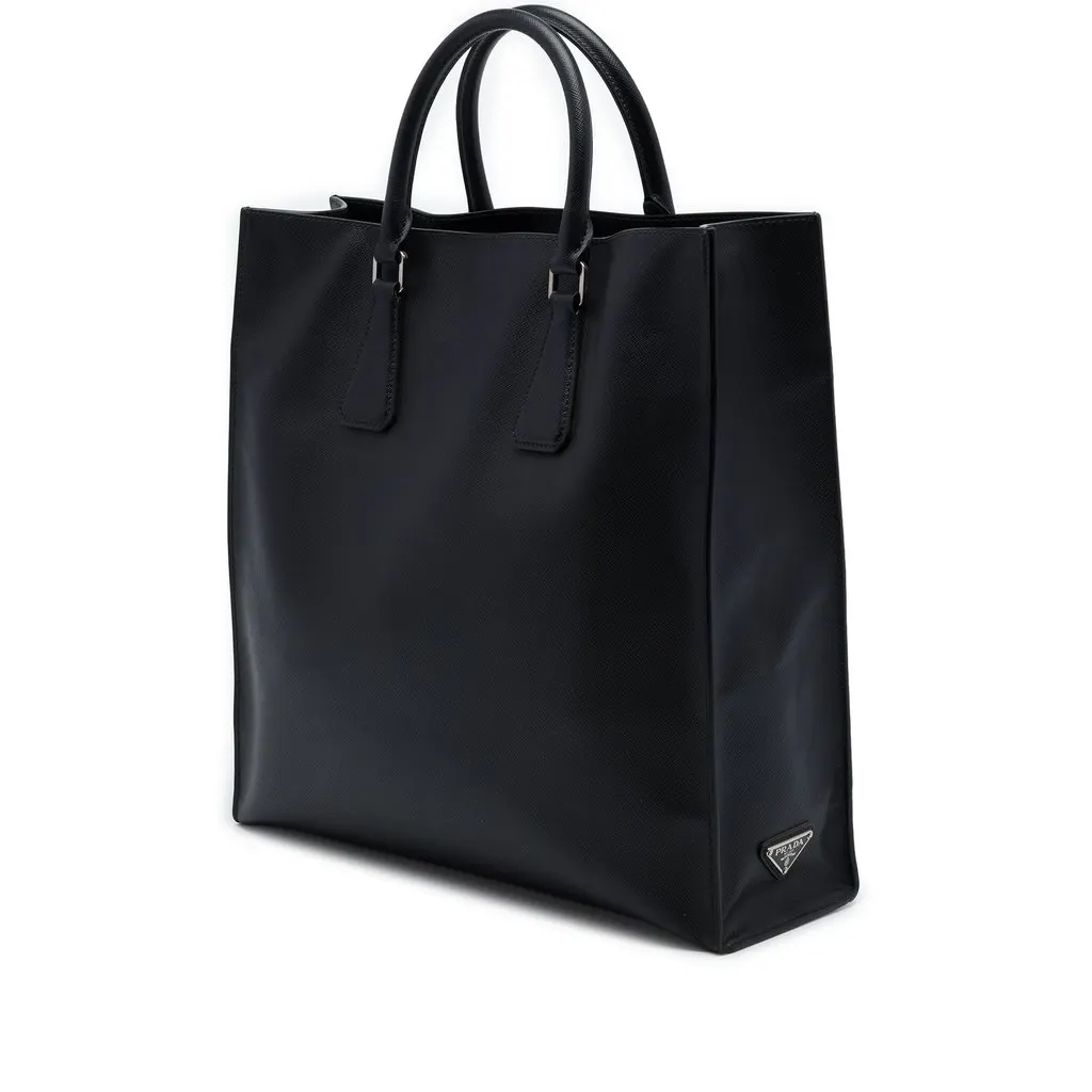Prada Saffiano North South Tote Black Leather Very good - Back View