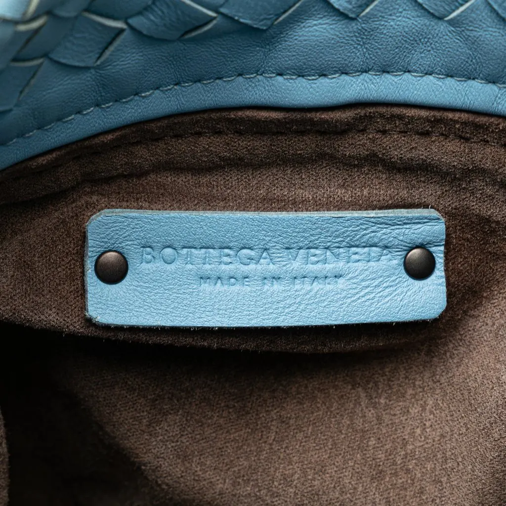 Bottega Veneta Nappa Intrecciato Bucket Bag Blue Leather Good - Model View