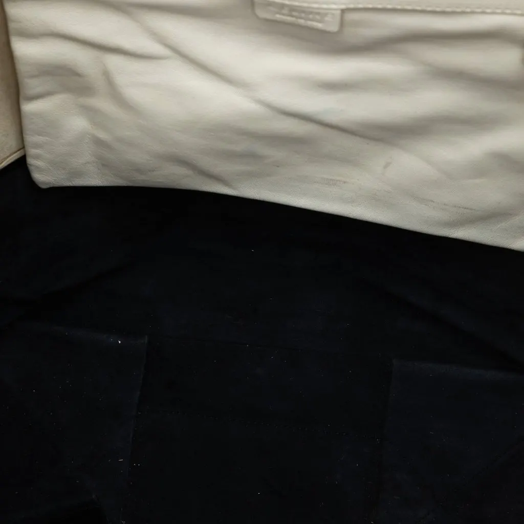 Celine Bicolor Leather Vertical Cabas Tote White Leather Very good - Model View