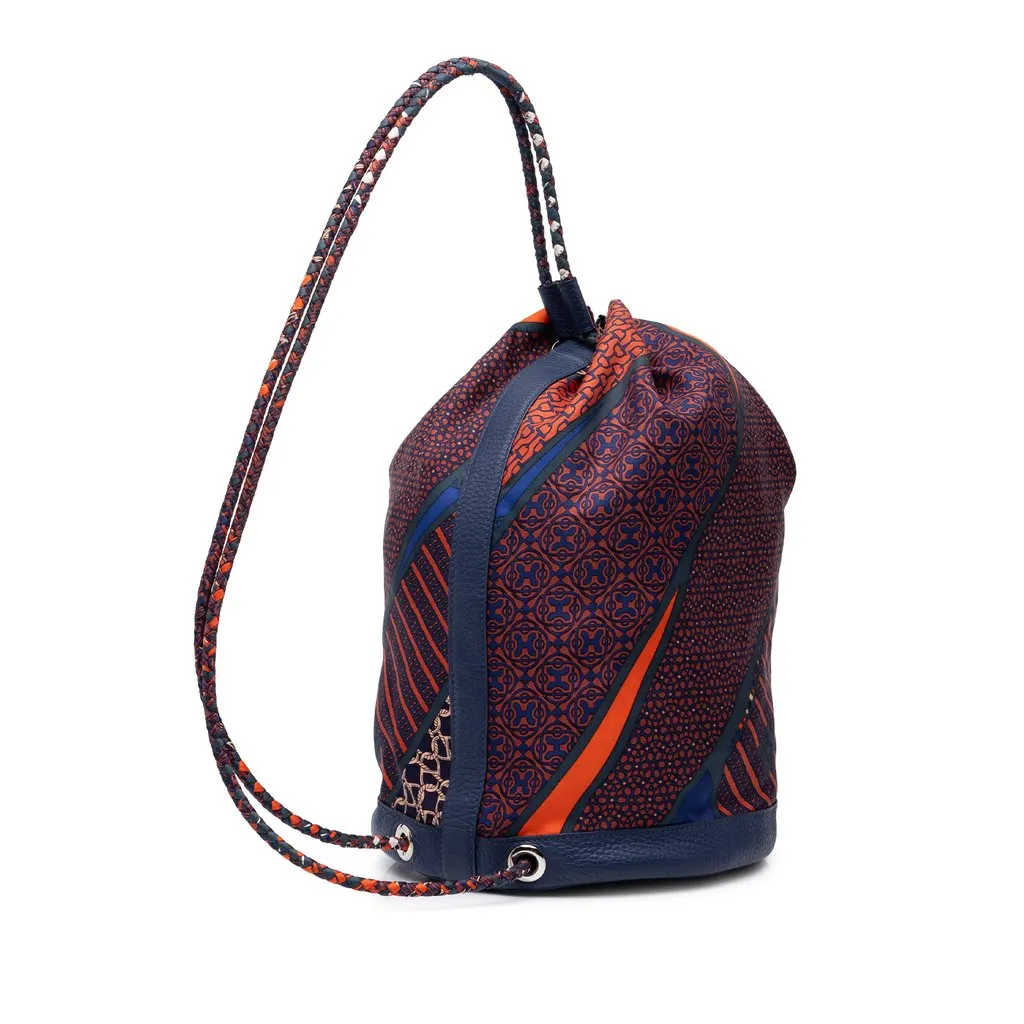 Hermès Silk and Evercolor Carre en Cravates Sac Soie Cool 22 Blue Silk Very good - Back View