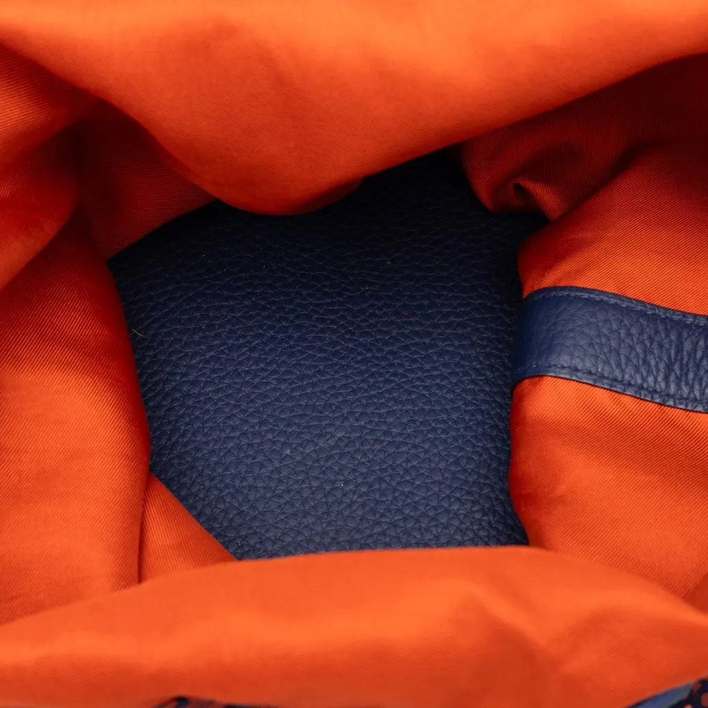 Hermès Silk and Evercolor Carre en Cravates Sac Soie Cool 22 Blue Silk Very good - Model View