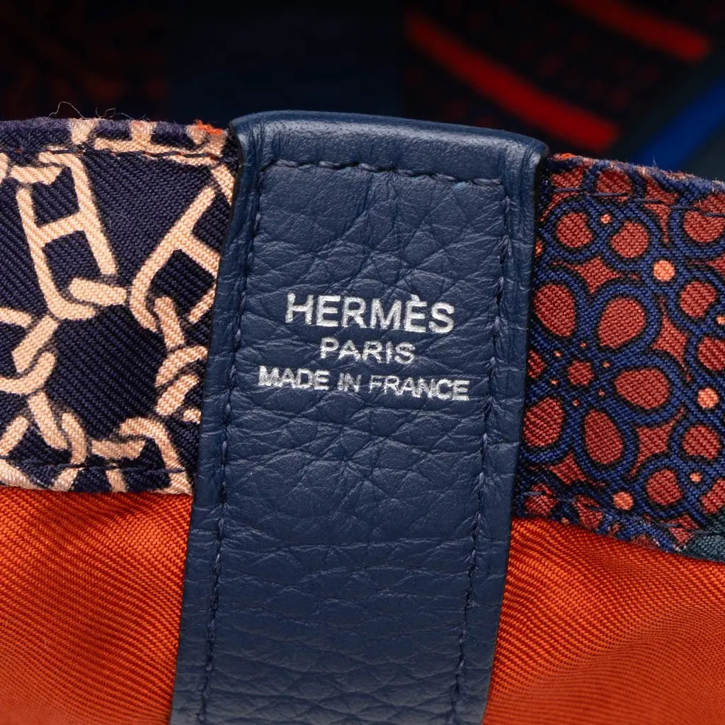 Hermès Silk and Evercolor Carre en Cravates Sac Soie Cool 22 Blue Silk Very good - Box View