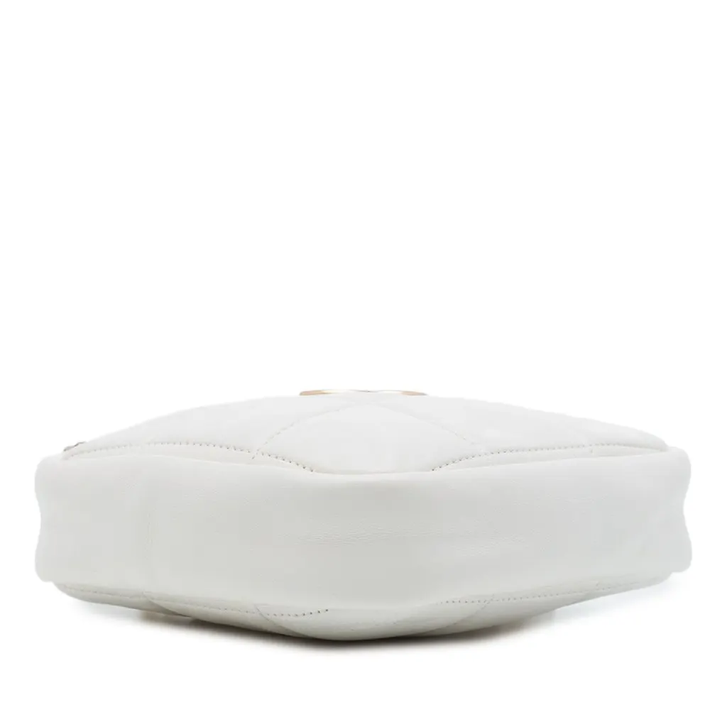 Chanel CC Quilted Lambskin Diamond Clutch with Chain White Leather Very good - Inside View
