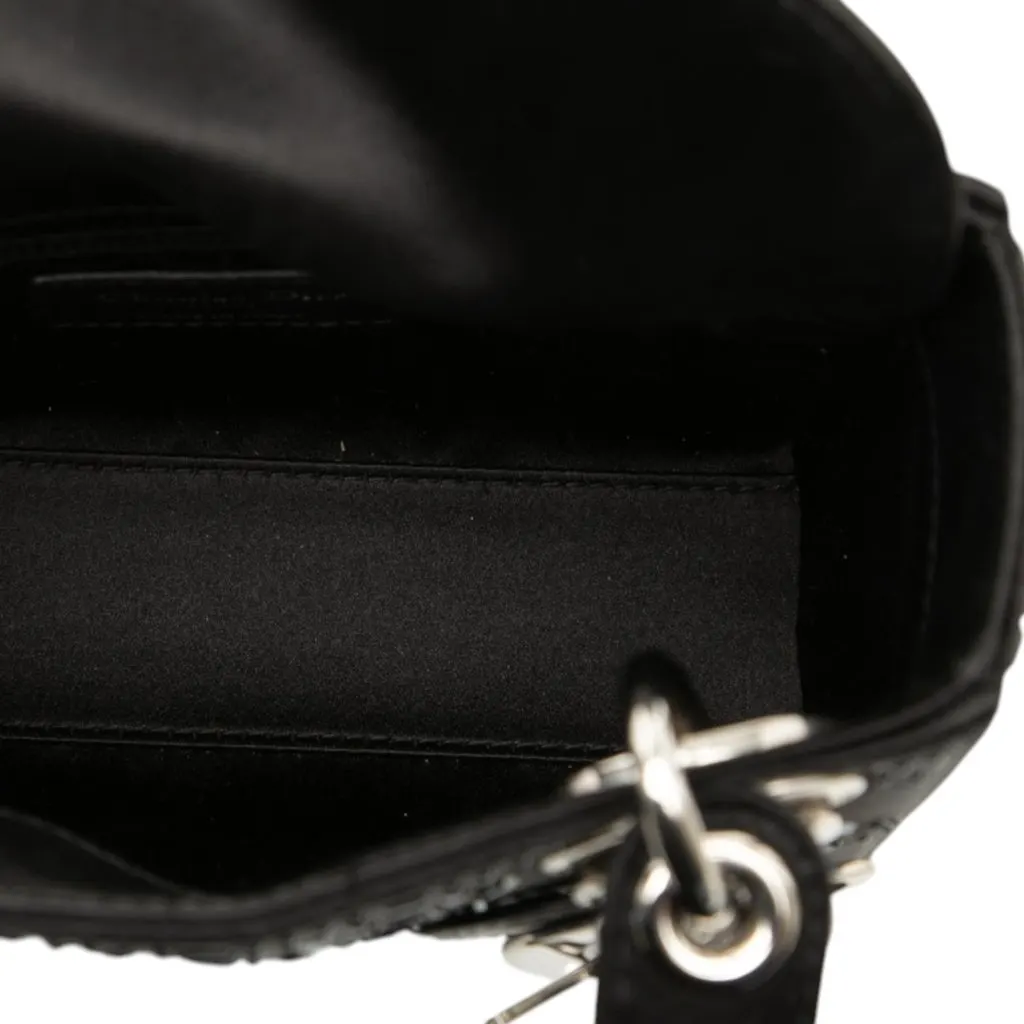 Dior Mini Satin Cannage Strass Crystal Embellished Lady Dior Black Very good - Model View