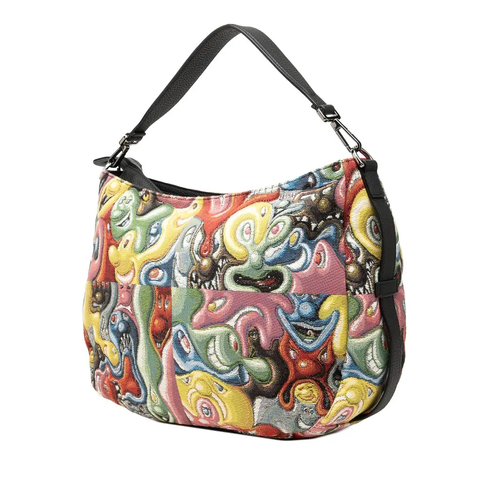 Dior Kenny Scharf Printed Canvas Soft Saddle Satchel Yellow Canvas Good - Back View