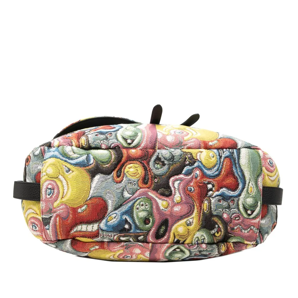 Dior Kenny Scharf Printed Canvas Soft Saddle Satchel Yellow Canvas Good - Inside View