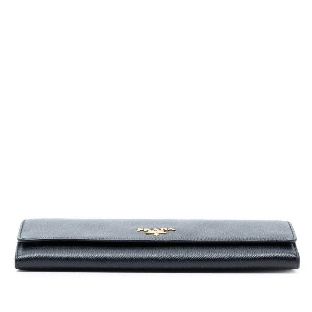 Prada Saffiano Lux Wallet On Chain Black Leather Very good - Inside View