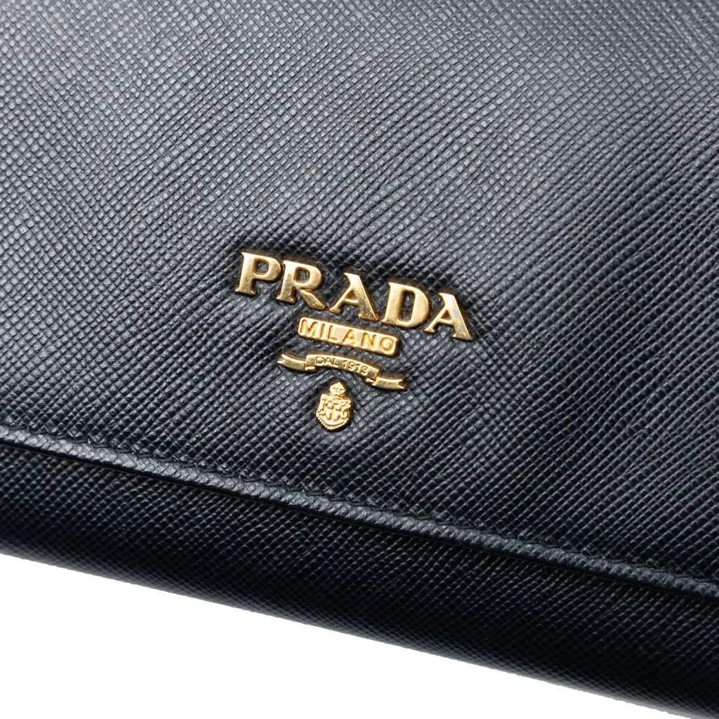 Prada Saffiano Lux Wallet On Chain Black Leather Very good - Box View