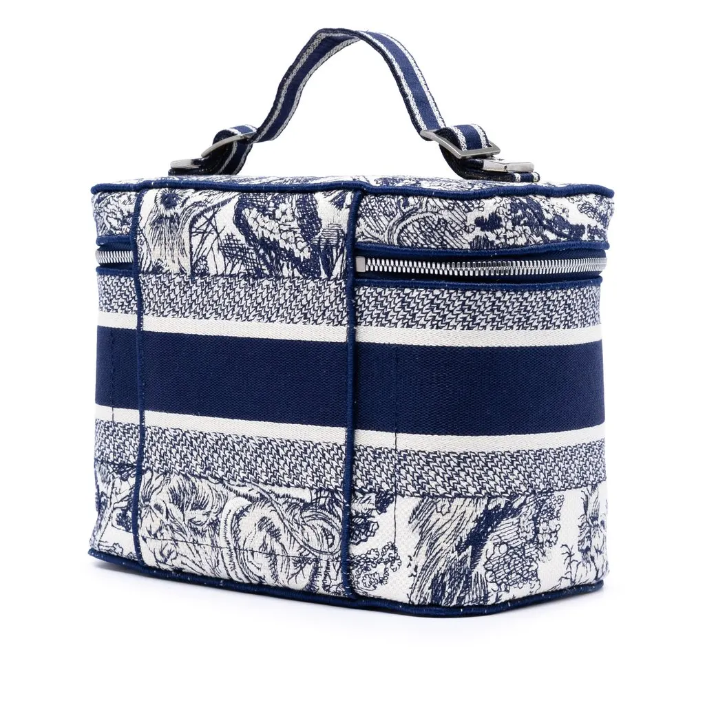 Dior Embroidered Canvas Toile De Jouy DiorTravel Vanity Case Blue Very good - Back View