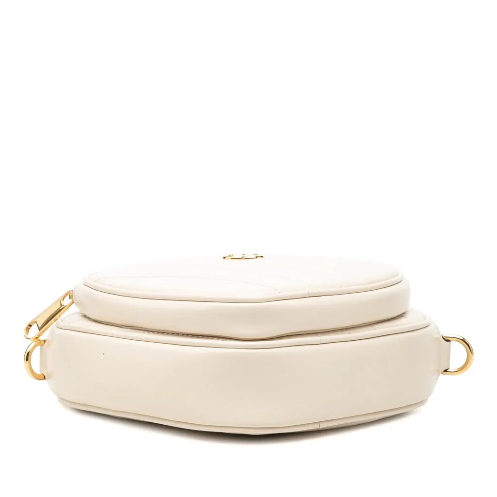 Gucci Mini Matelasse Diagonal Calfskin Interlocking G Heart Crossbody White Leather Very good - Inside View