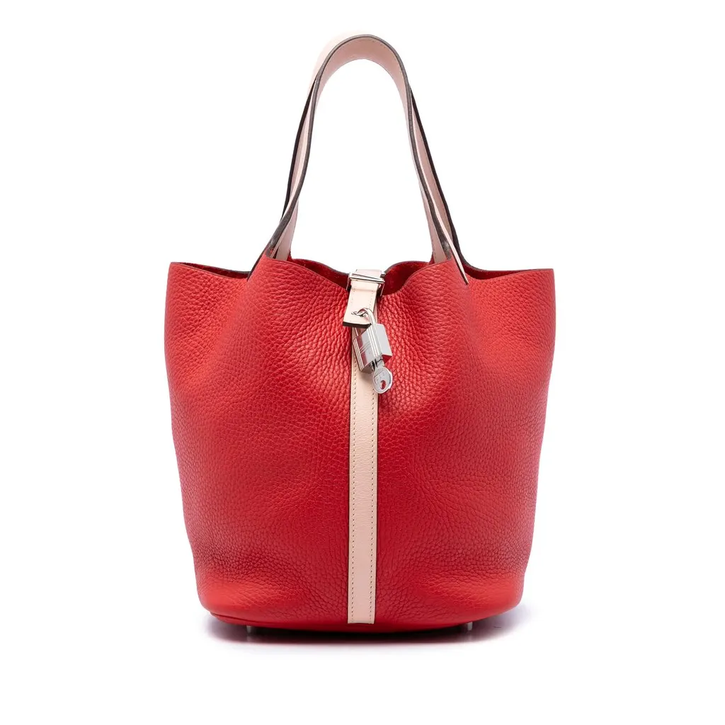 Hermès Bicolor Clemence and Swift Picotin Lock 22 Red Leather Very good - Front View