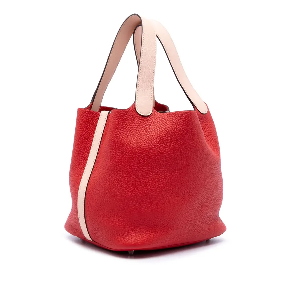 Hermès Bicolor Clemence and Swift Picotin Lock 22 Red Leather Very good - Back View