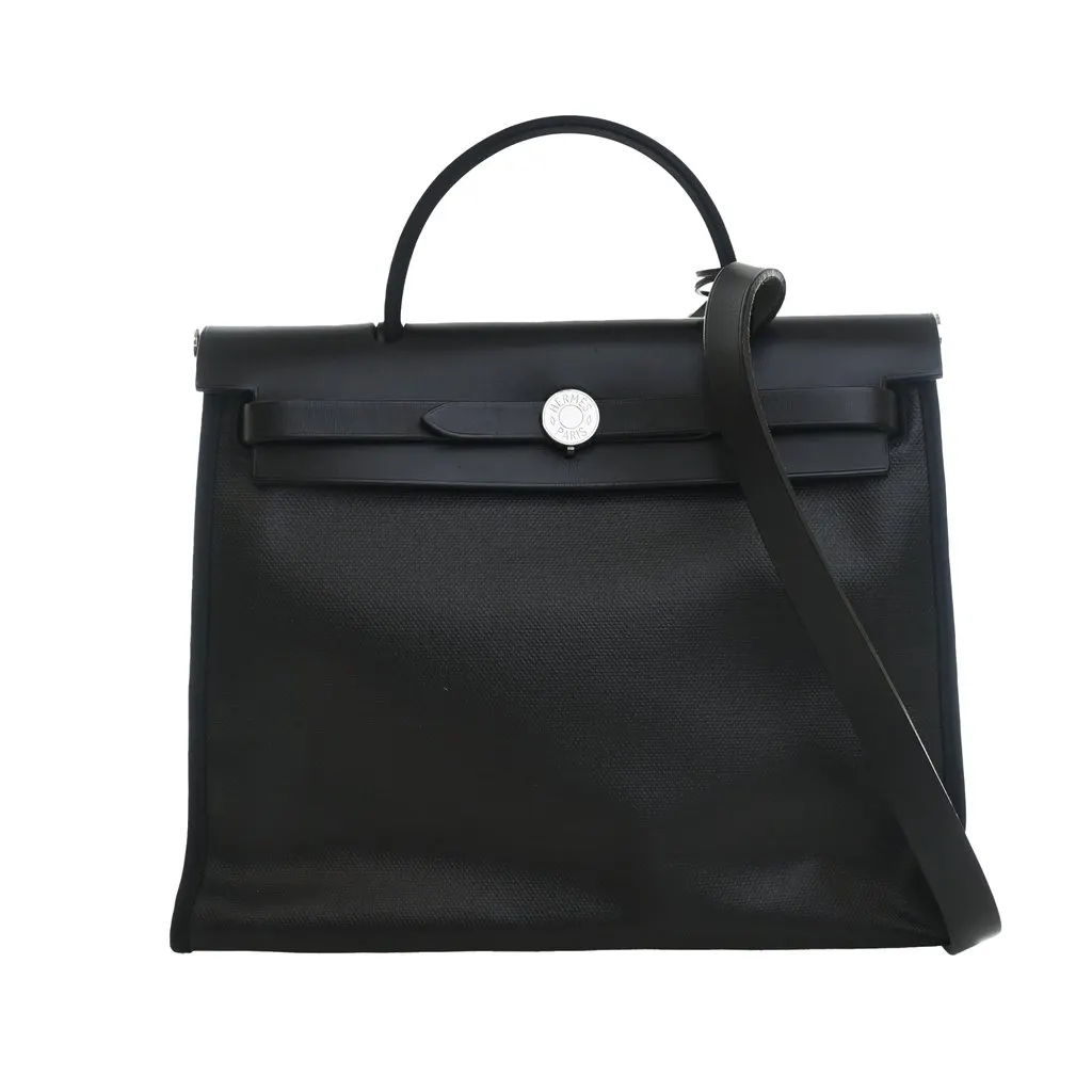 Hermès Toile H Berline Herbag Zip 31 Black Very good - Front View