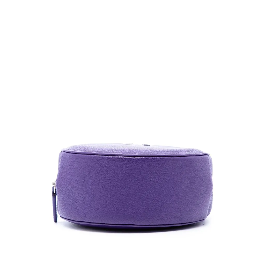 Chanel CC Goatskin Round Ski Clutch with Chain Purple Leather Very good - Inside View