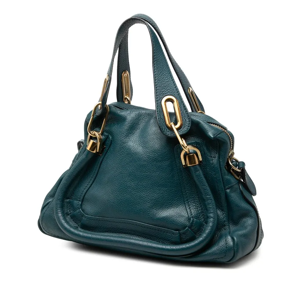Chloé Small Pebbled Leather Paraty Satchel Blue Leather Very good - Back View