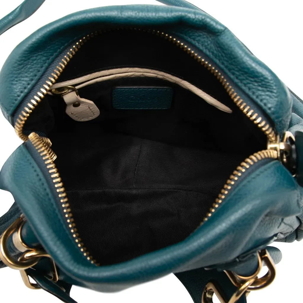 Chloé Small Pebbled Leather Paraty Satchel Blue Leather Very good - Model View