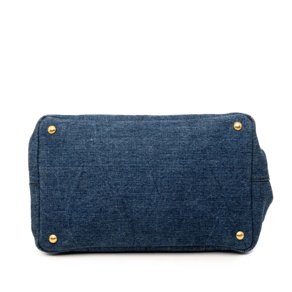 Prada Denim Canapa Logo Tote Blue Very good - Inside View