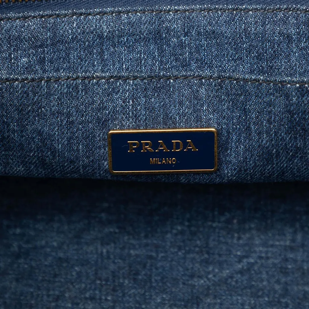Prada Denim Canapa Logo Tote Blue Very good - Box View