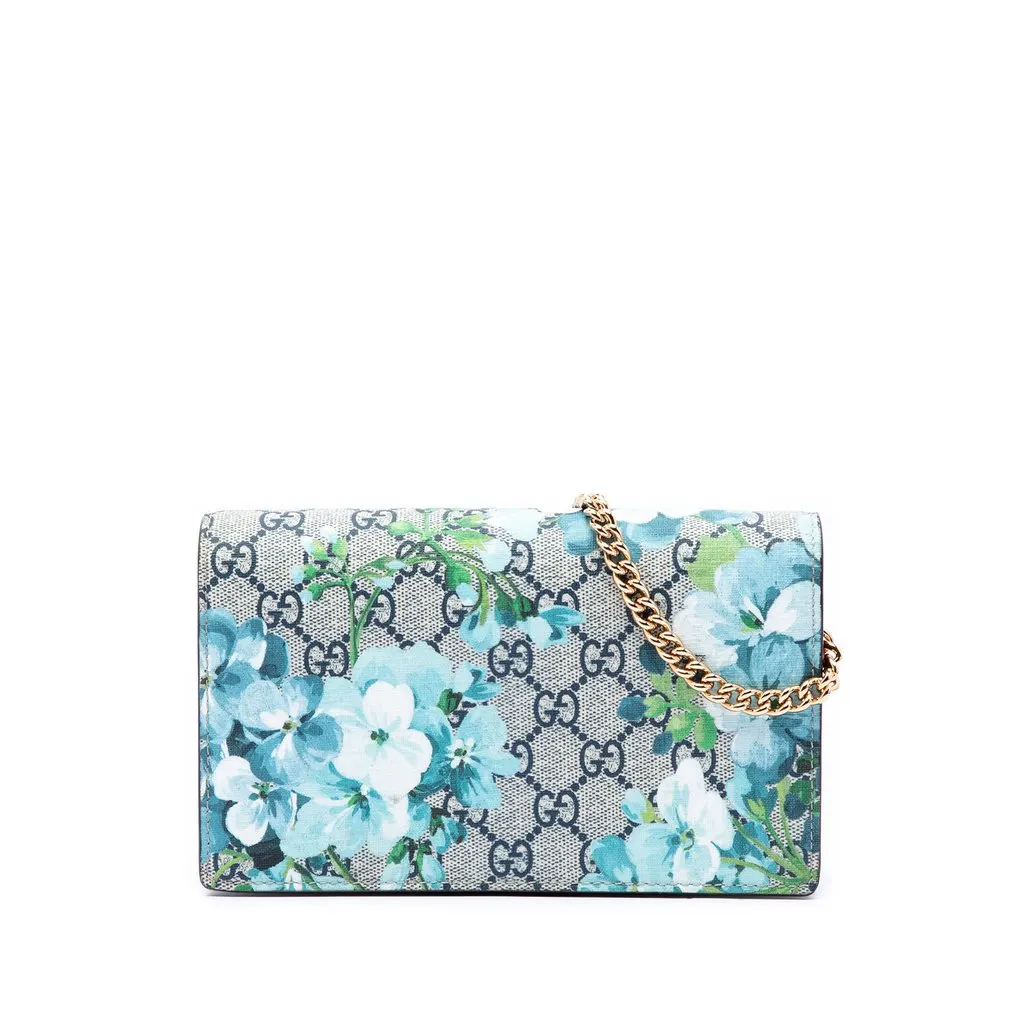 Gucci GG Supreme Blooms Wallet on Chain Beige Very good - Front View