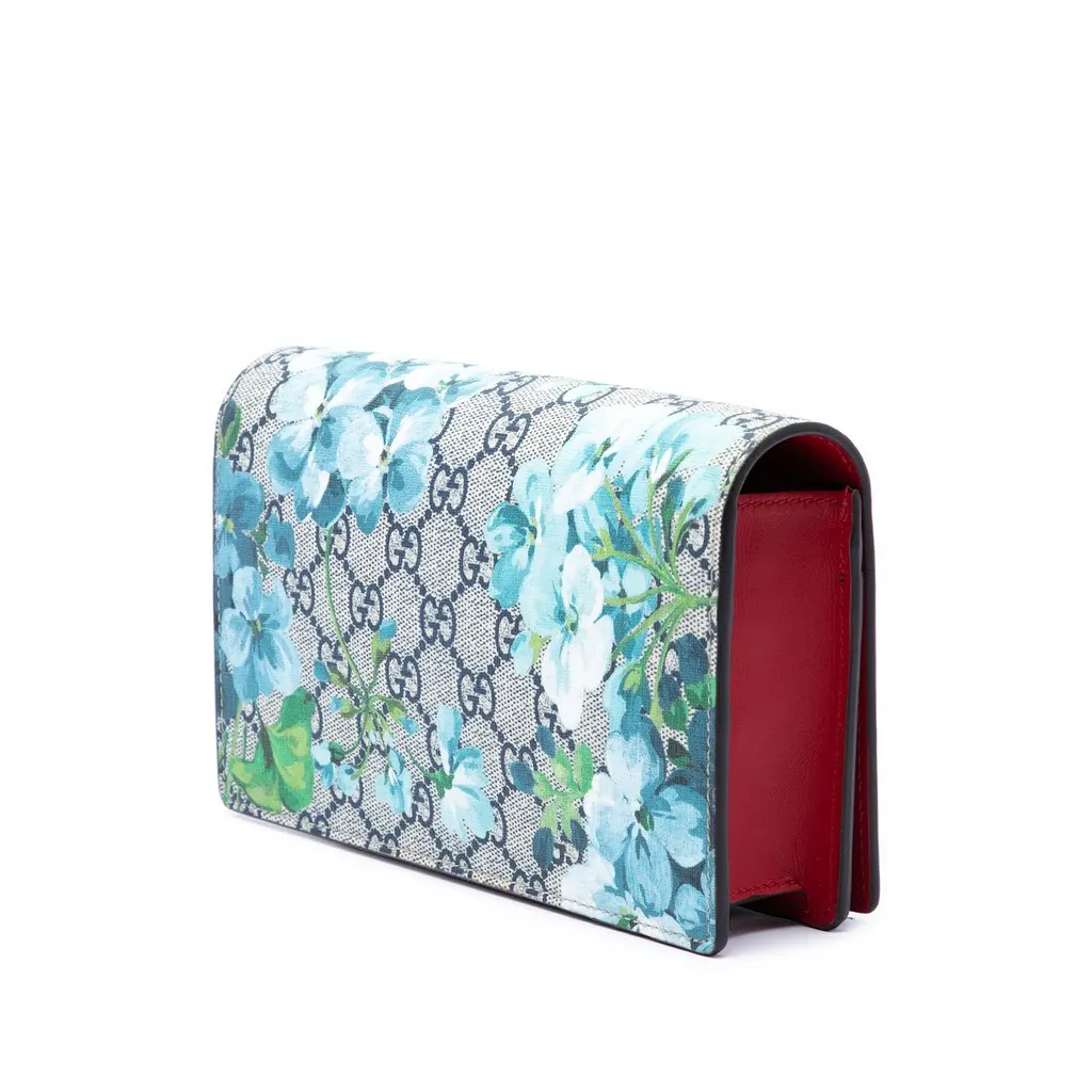 Gucci GG Supreme Blooms Wallet on Chain Beige Very good - Back View