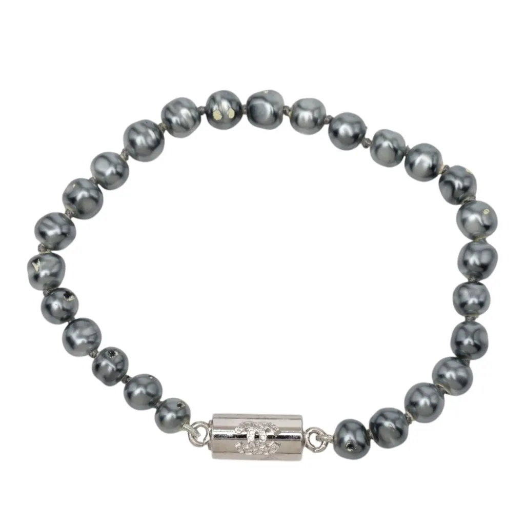 Chanel CC Faux Pearl Brass Bracelet MultiColor Very good - Back View