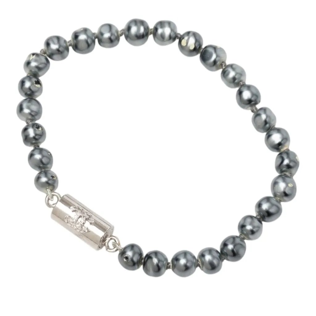 Chanel CC Faux Pearl Brass Bracelet MultiColor Very good - Inside View