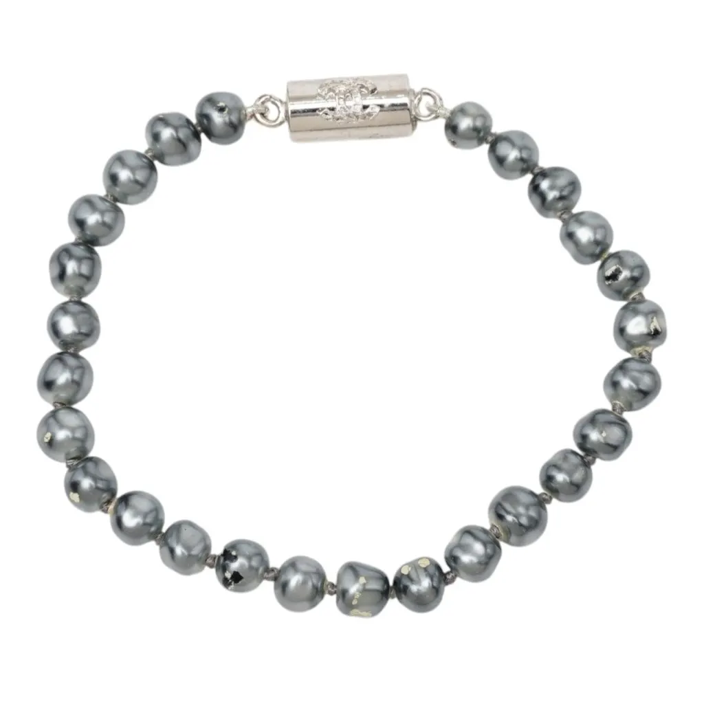 Chanel CC Faux Pearl Brass Bracelet MultiColor Very good - Model View