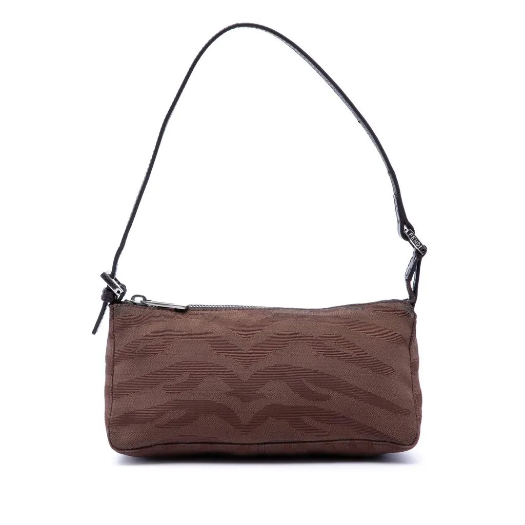 Fendi Zebra Print Canvas Pochette Brown Very good - Front View