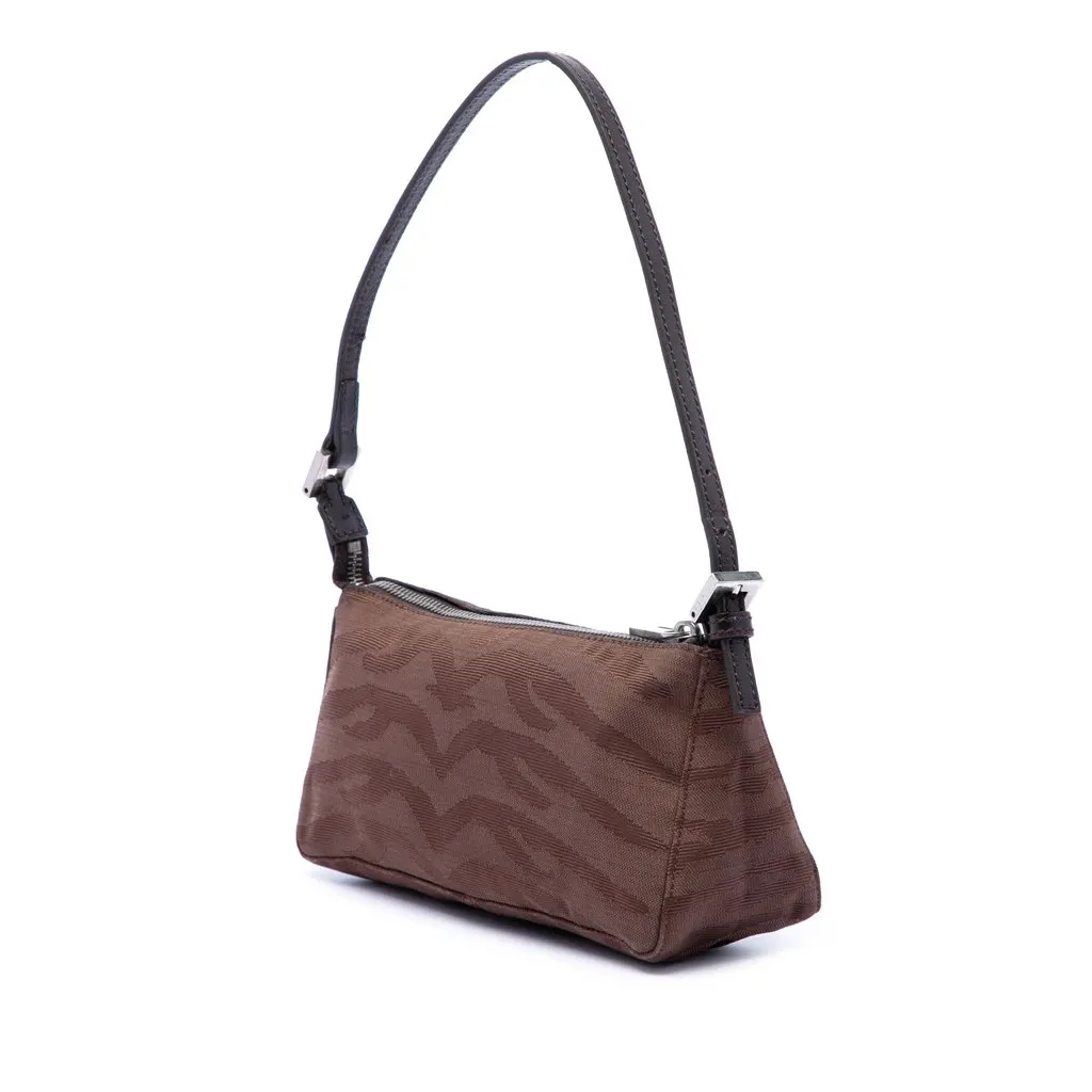 Fendi Zebra Print Canvas Pochette Brown Very good - Back View