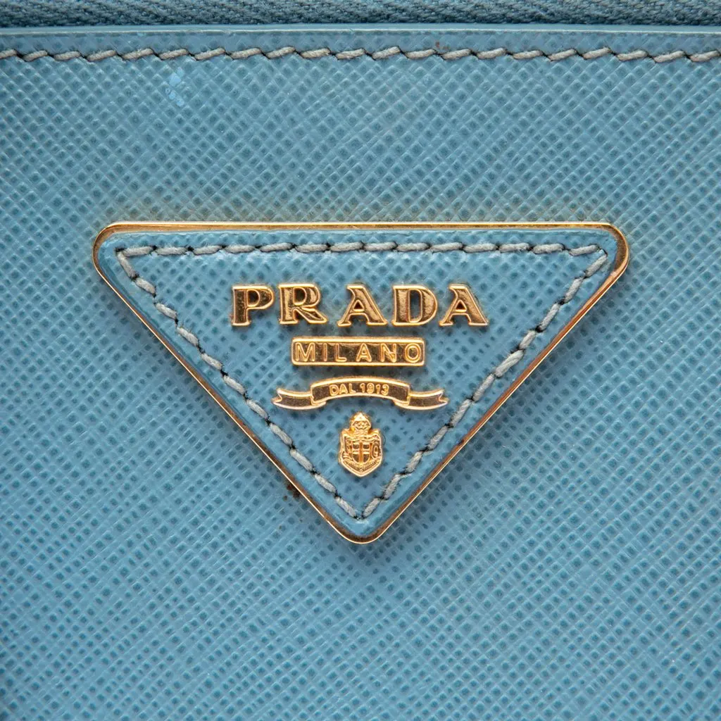 Prada Small Saffiano Lux Promenade Satchel Blue Leather Very good - Box View