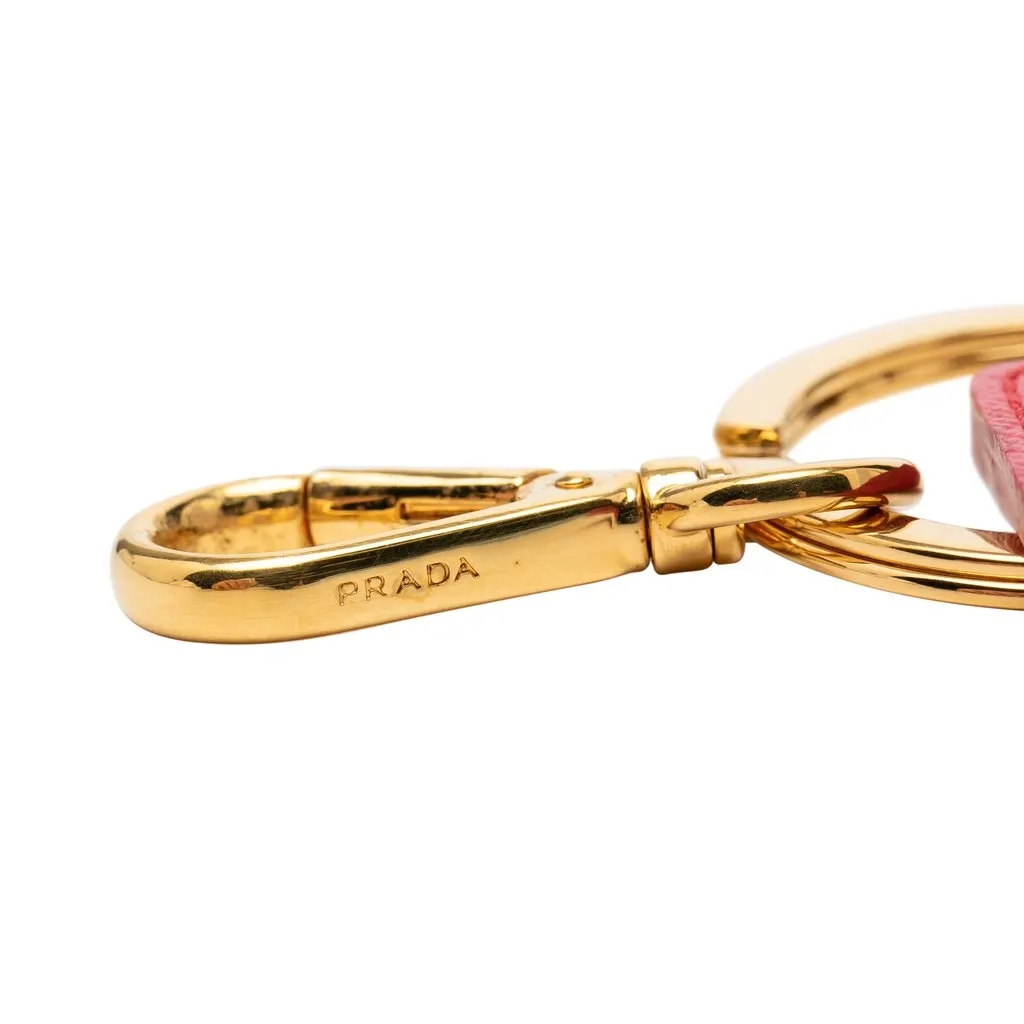 Prada Saffiano Logo Key Chain and Bag Charm Pink Leather Very good - Inside View